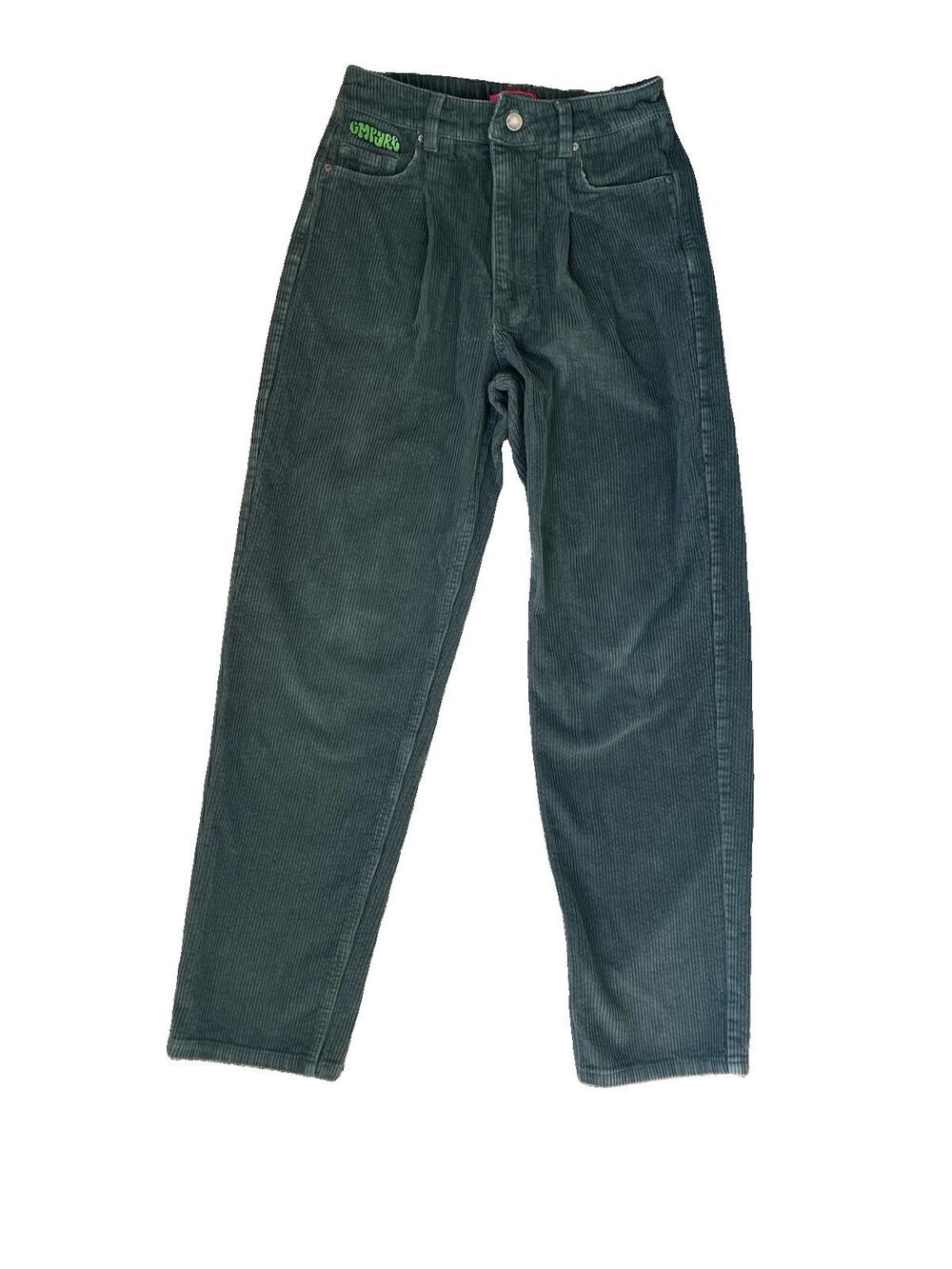 Empyre Tori Corduroy Skate Pants Womens s Green Baggy Wide Leg 100% Cotton